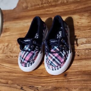 Sperry Kids Plaid Boat Shoes - Pink, Blue, Black